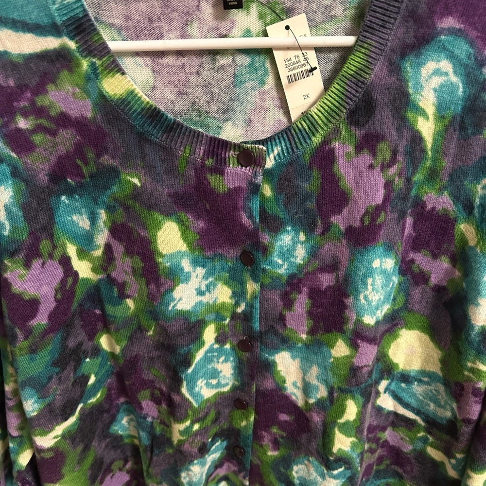Talbots Women's Multicolor Cardigan Sweater - Picture 2 of 5